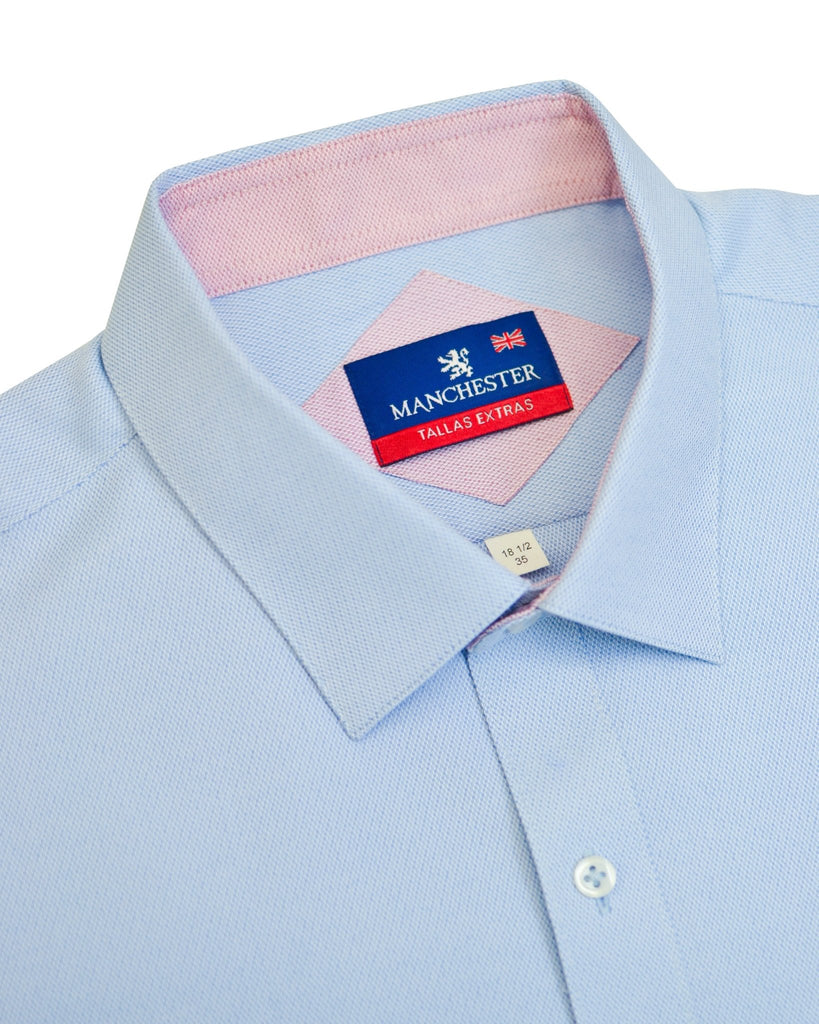 Manchester Camisa de Vestir Big and Tall Color Sólido Algodón y Poliéster Manga Larga - Manchester