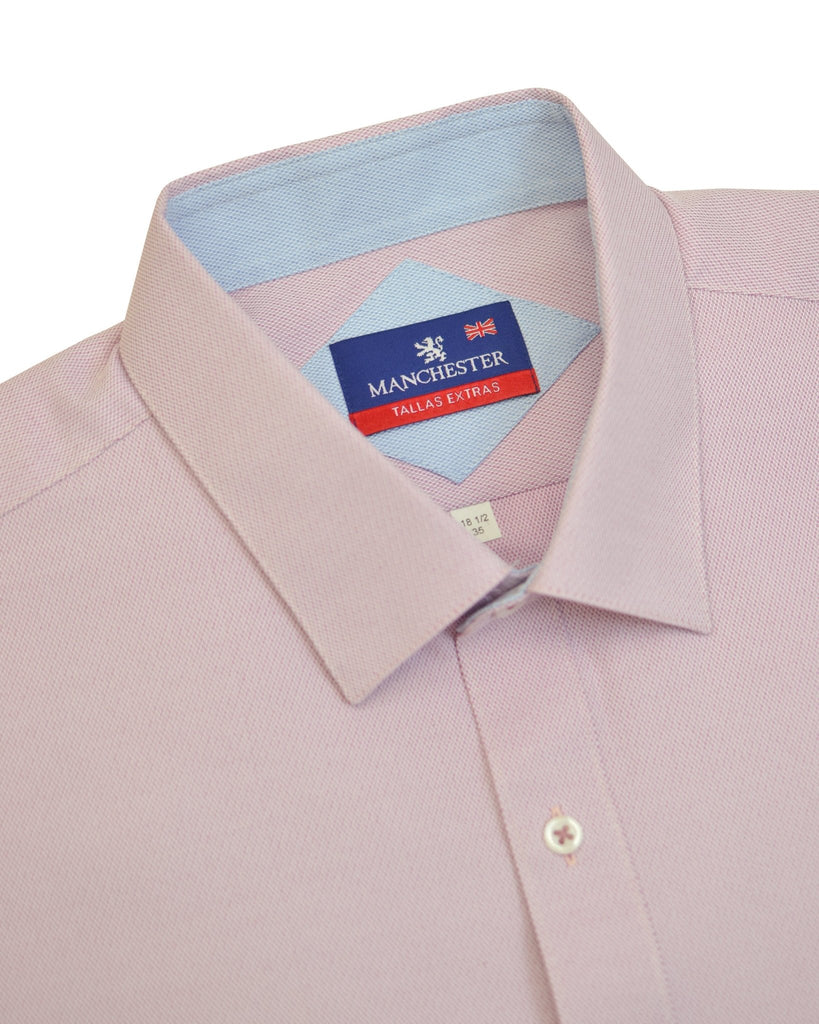 Manchester Camisa de Vestir Big and Tall Color Sólido Algodón y Poliéster Manga Larga - Manchester