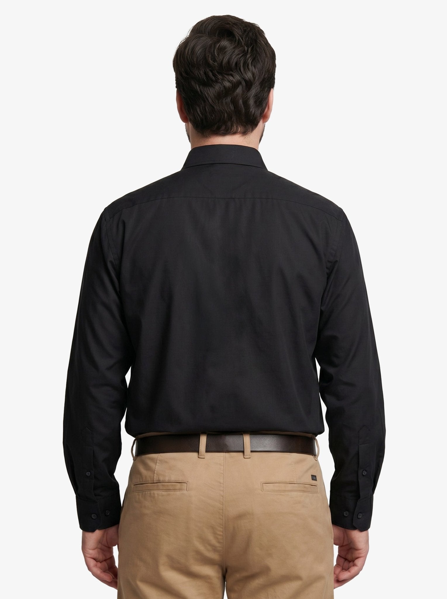Manchester Camisa de Vestir Big and Tall Cuello Ajustable Algodón y Poliéster color negro para hombre