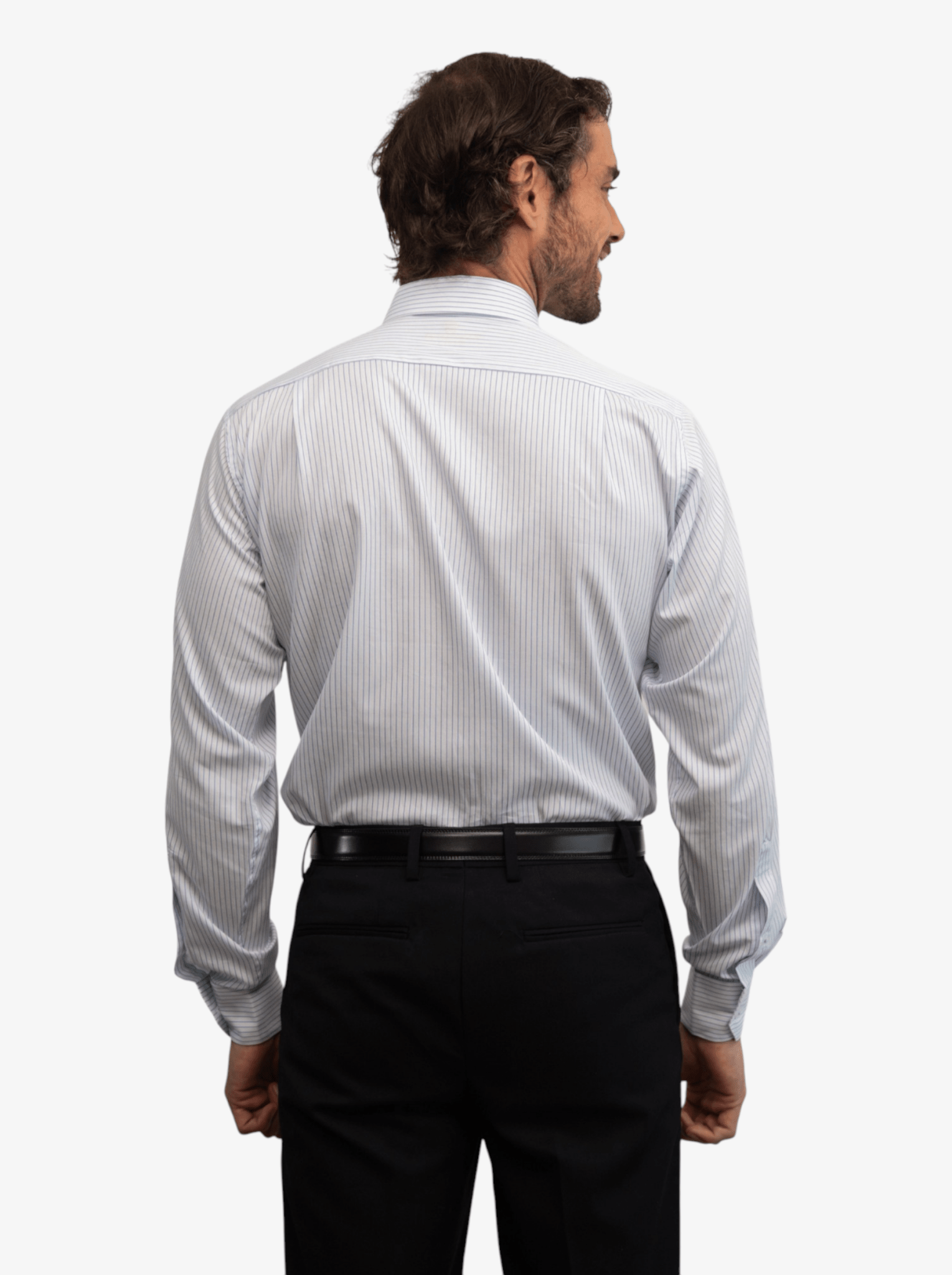 Manchester Camisa de Vestir Button Down Oculto Rayas Finas Elegante - Manchester