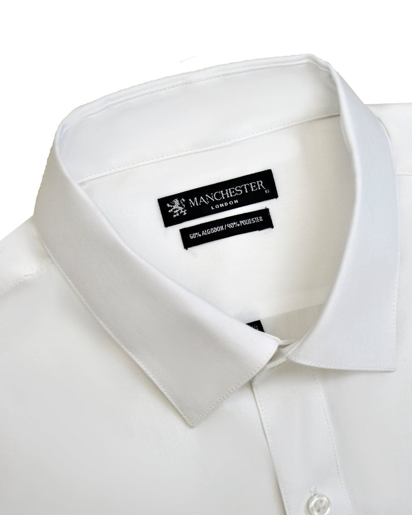 Manchester Camisa de Vestir con Cuello Ajustable y Puño Convertible de Algodón y Poliéster - Manchester