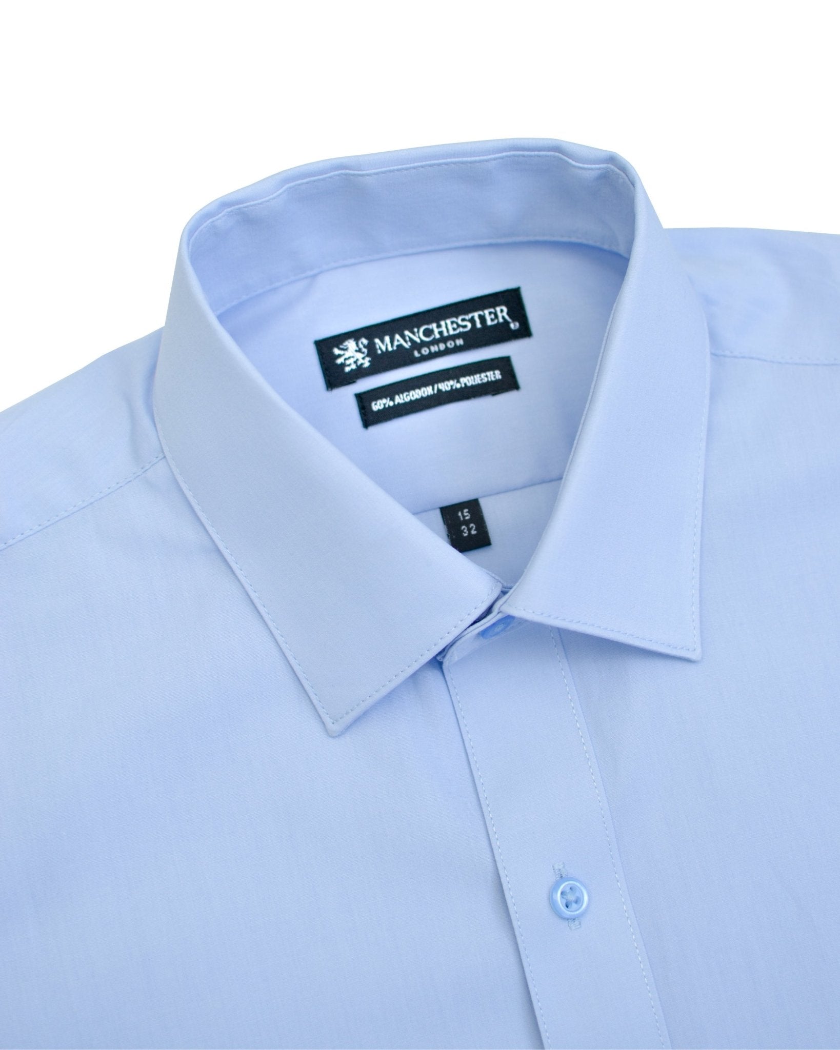 Manchester Camisa de Vestir con Cuello Ajustable y Puño Convertible de Algodón y Poliéster - Manchester