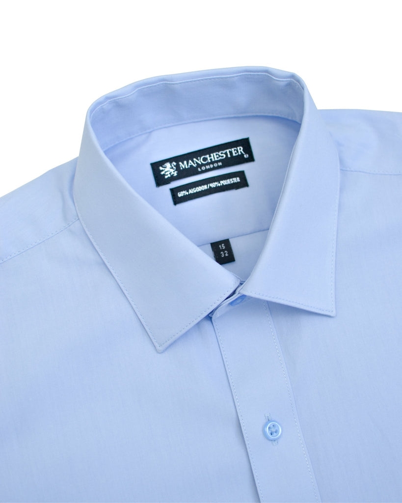 Manchester Camisa de Vestir con Cuello Ajustable y Puño Convertible de Algodón y Poliéster - Manchester
