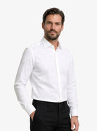 Manchester Camisa de Vestir con Cuello Ajustable y Puño Convertible de Algodón y Poliéster color blanco para hombre
