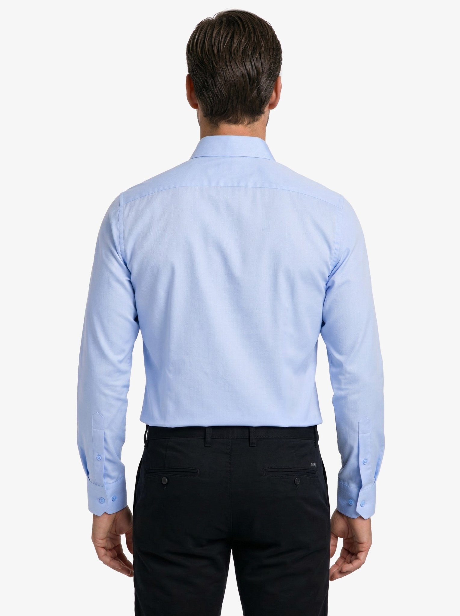Manchester Camisa de Vestir con Cuello Ajustable y Puño Convertible de Algodón y Poliéster color azul para hombre
