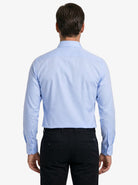 Manchester Camisa de Vestir con Cuello Ajustable y Puño Convertible de Algodón y Poliéster color azul para hombre