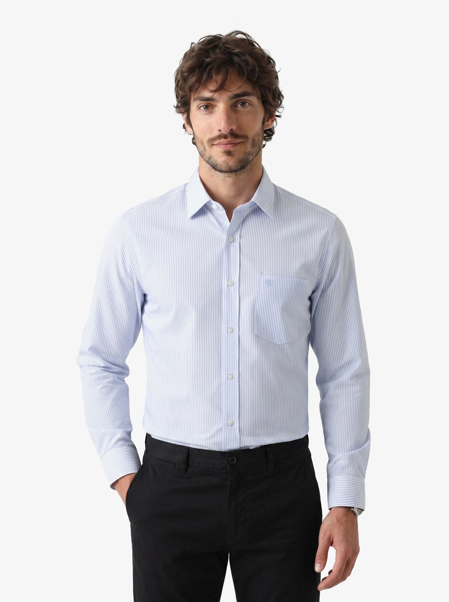 Manchester Camisa de Vestir con Cuello Extensible Oculto - Manchester