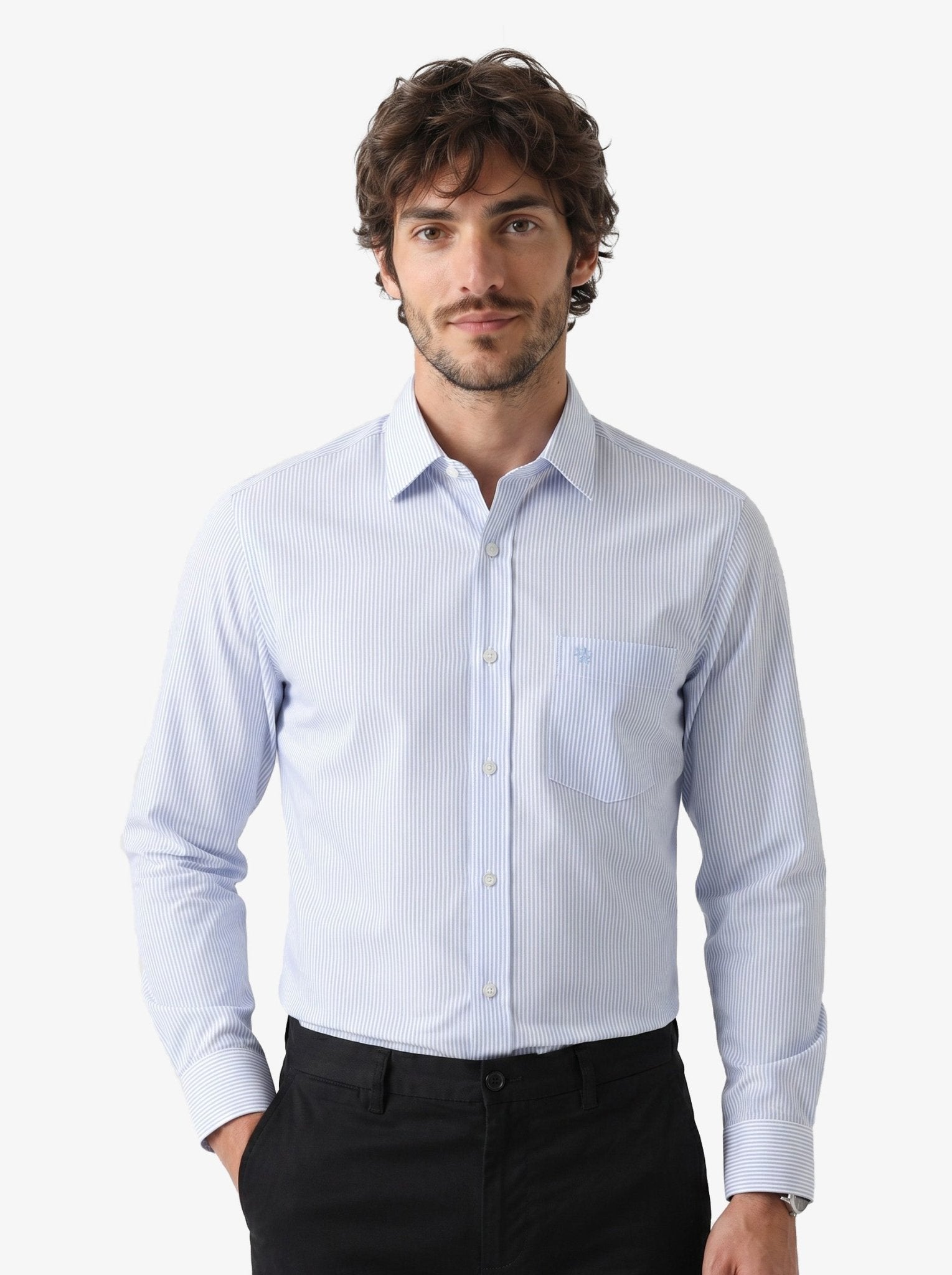 Manchester Camisa de Vestir con Cuello Extensible Oculto - Manchester