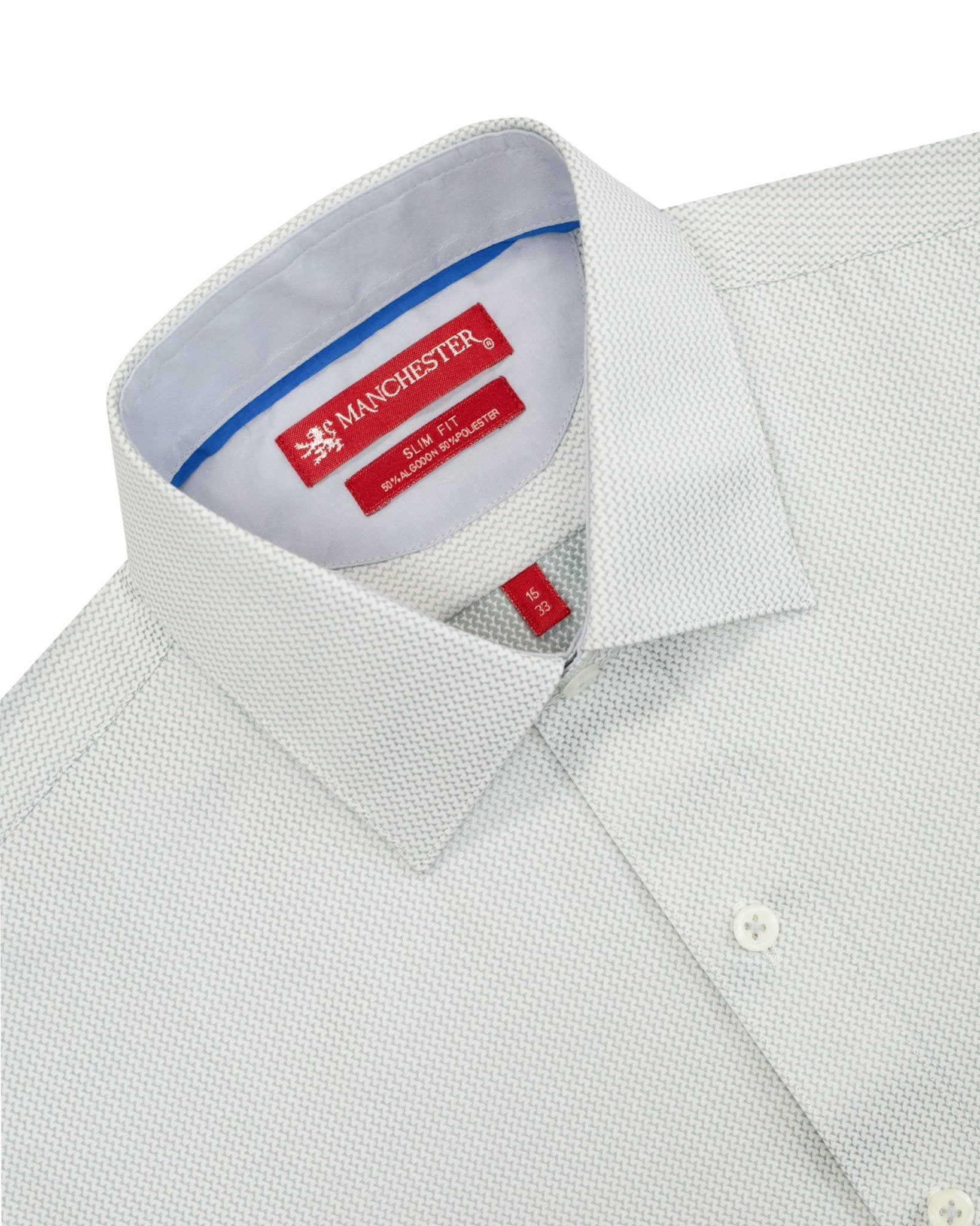 Manchester Camisa de Vestir Corte Slim Algodón-Poliéster color gris para hombre
