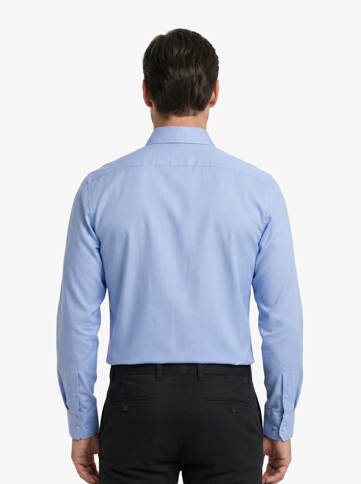 Manchester Camisa de Vestir Cuello Ajustable Algodón y Poliéster color azul medio para hombre
