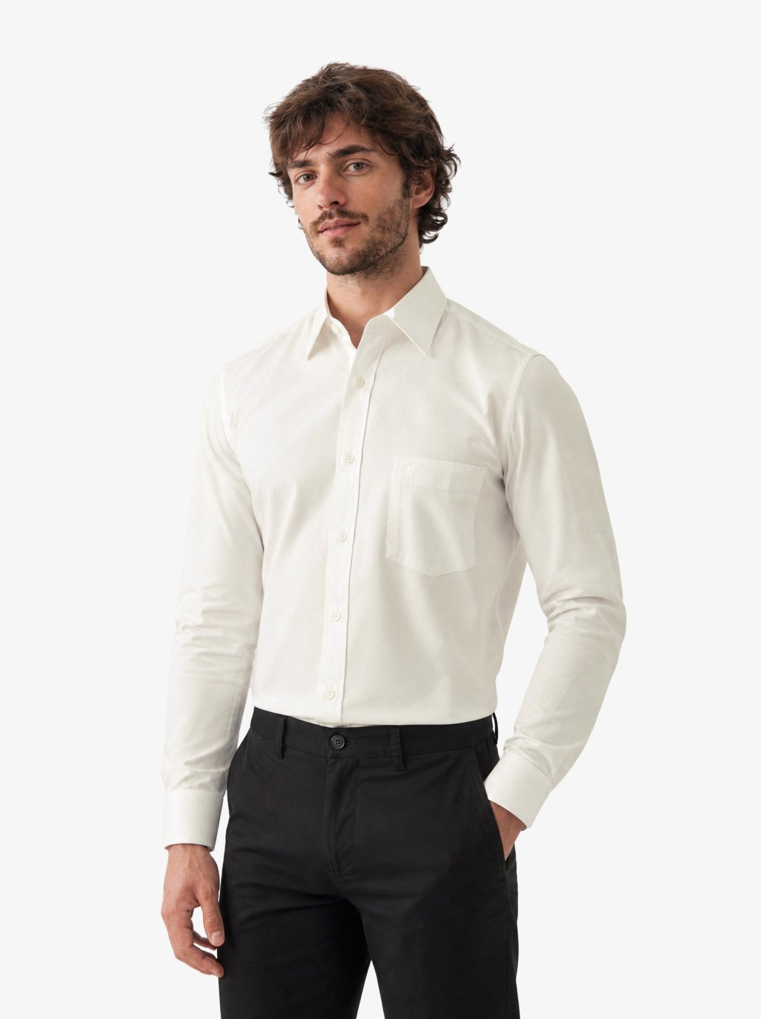 Manchester Camisa de Vestir - Cuello Ajustable con Bolsillo - Manchester