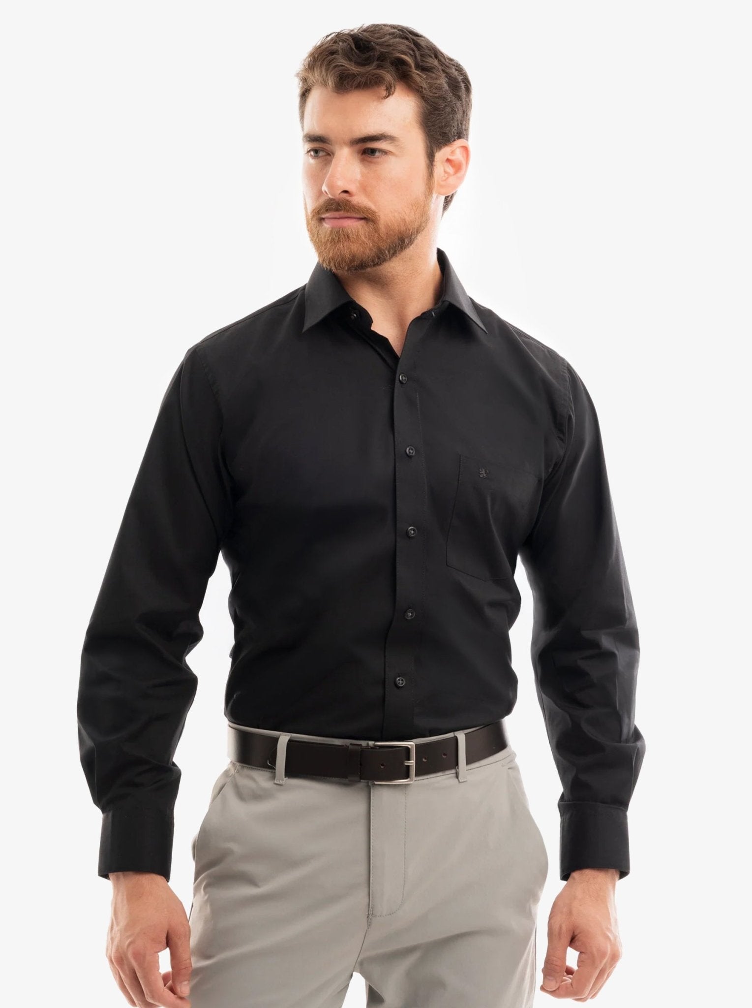 Manchester Camisa de Vestir - Cuello Ajustable con Bolsillo color azul para hombre