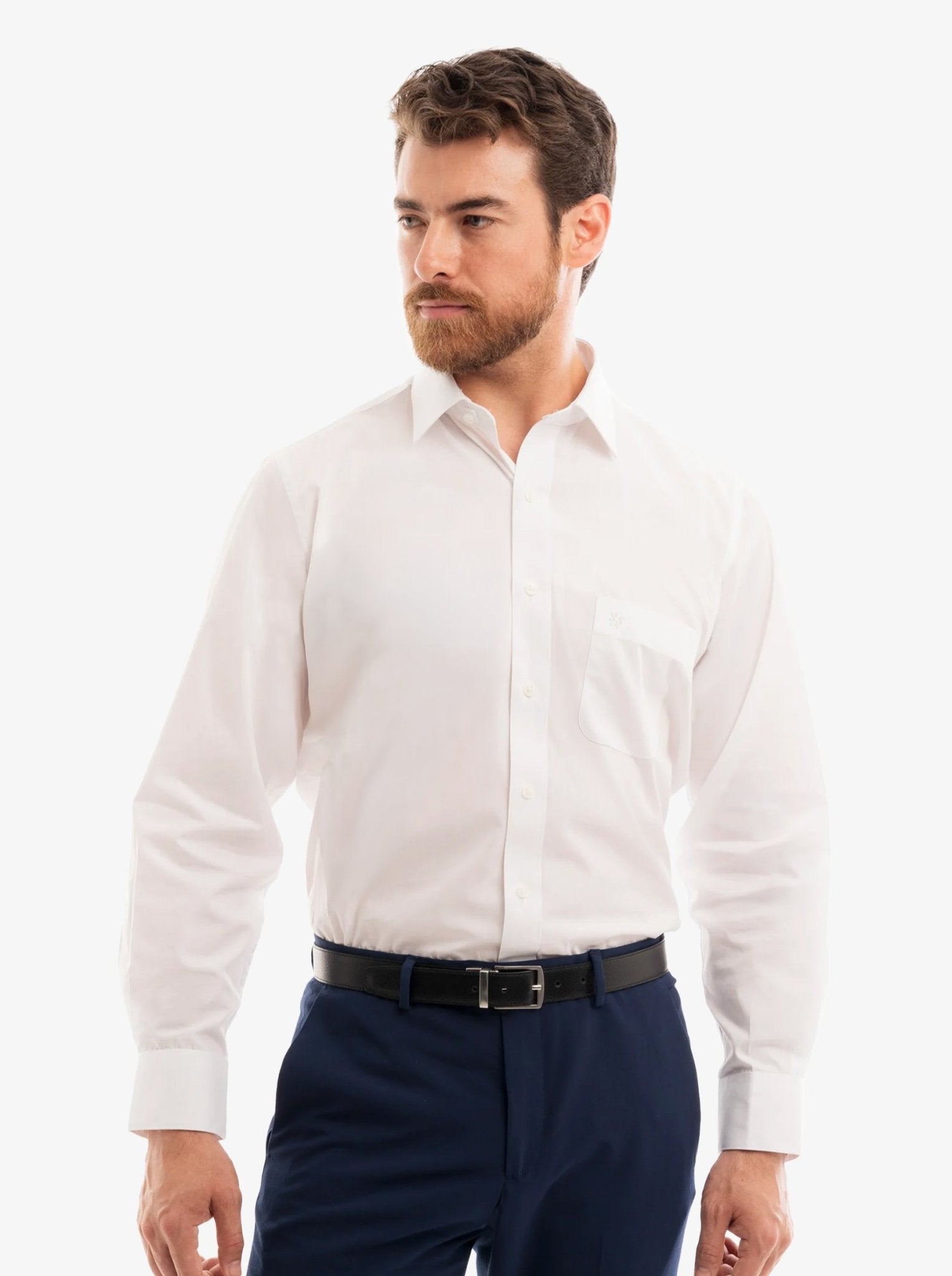Manchester Camisa de Vestir - Cuello Ajustable con Bolsillo - Manchester