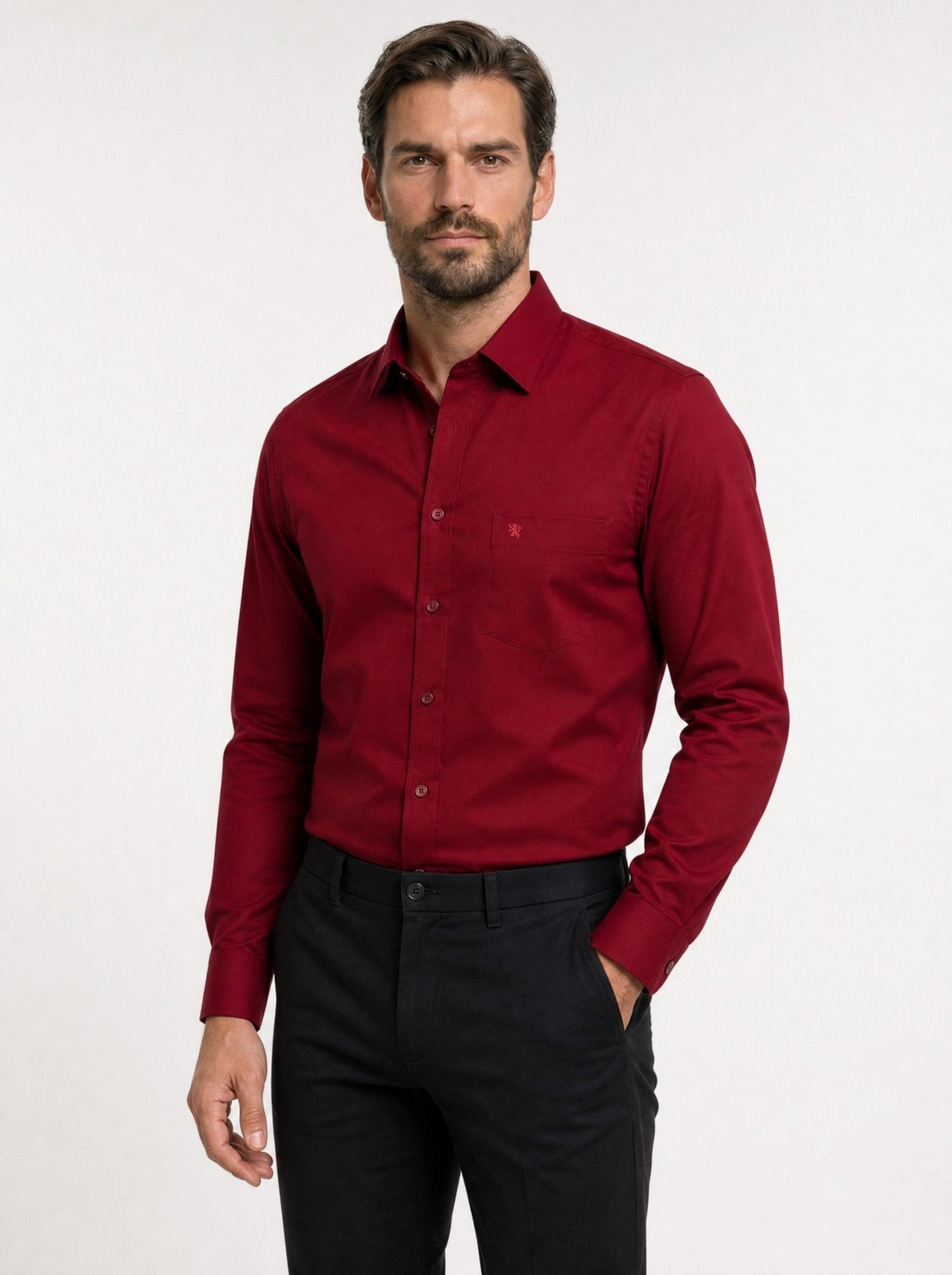 Manchester Camisa de Vestir - Cuello Ajustable con Bolsillo - Manchester