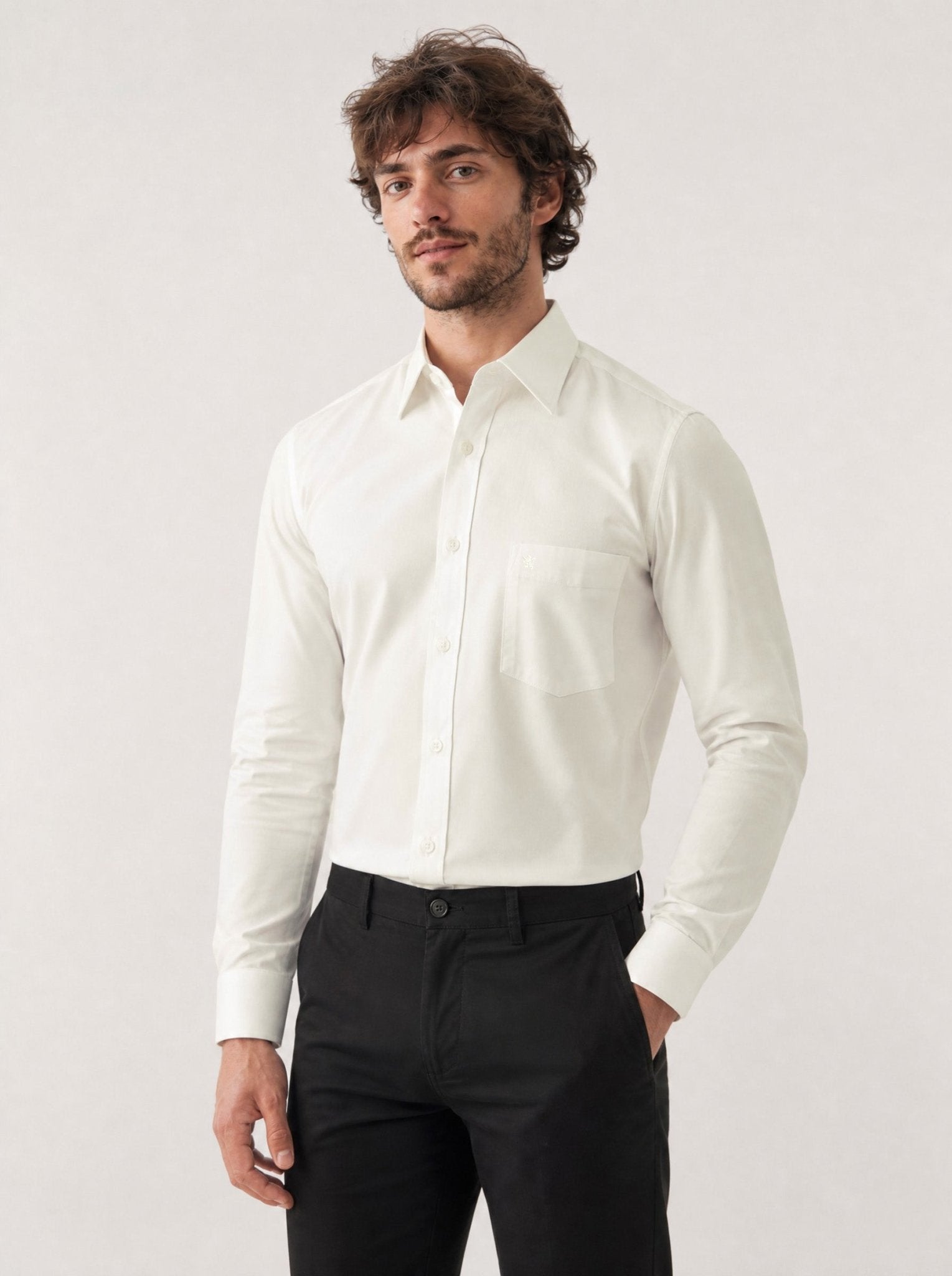 Manchester Camisa de Vestir - Cuello Ajustable con Bolsillo - Manchester