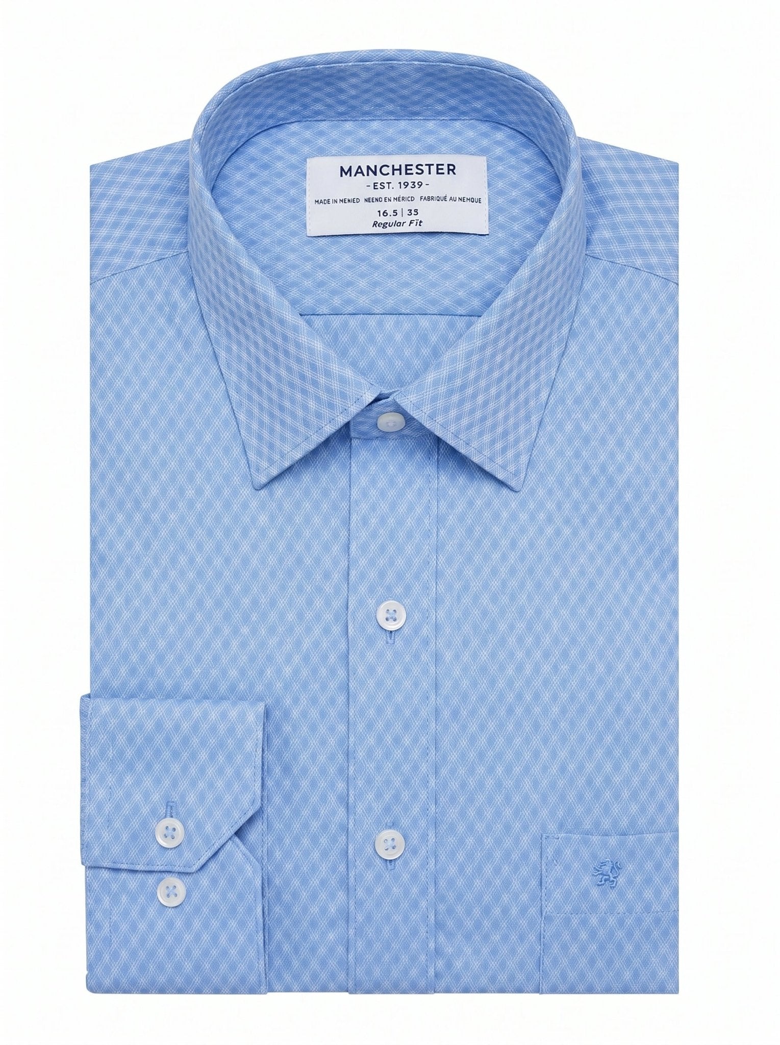 Manchester Camisa de Vestir Cuello Ajustable Regular Fit Micro-Pinpoint - Manchester