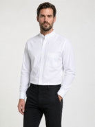 Manchester Camisa de Vestir Cuello Mao color blanco para hombre