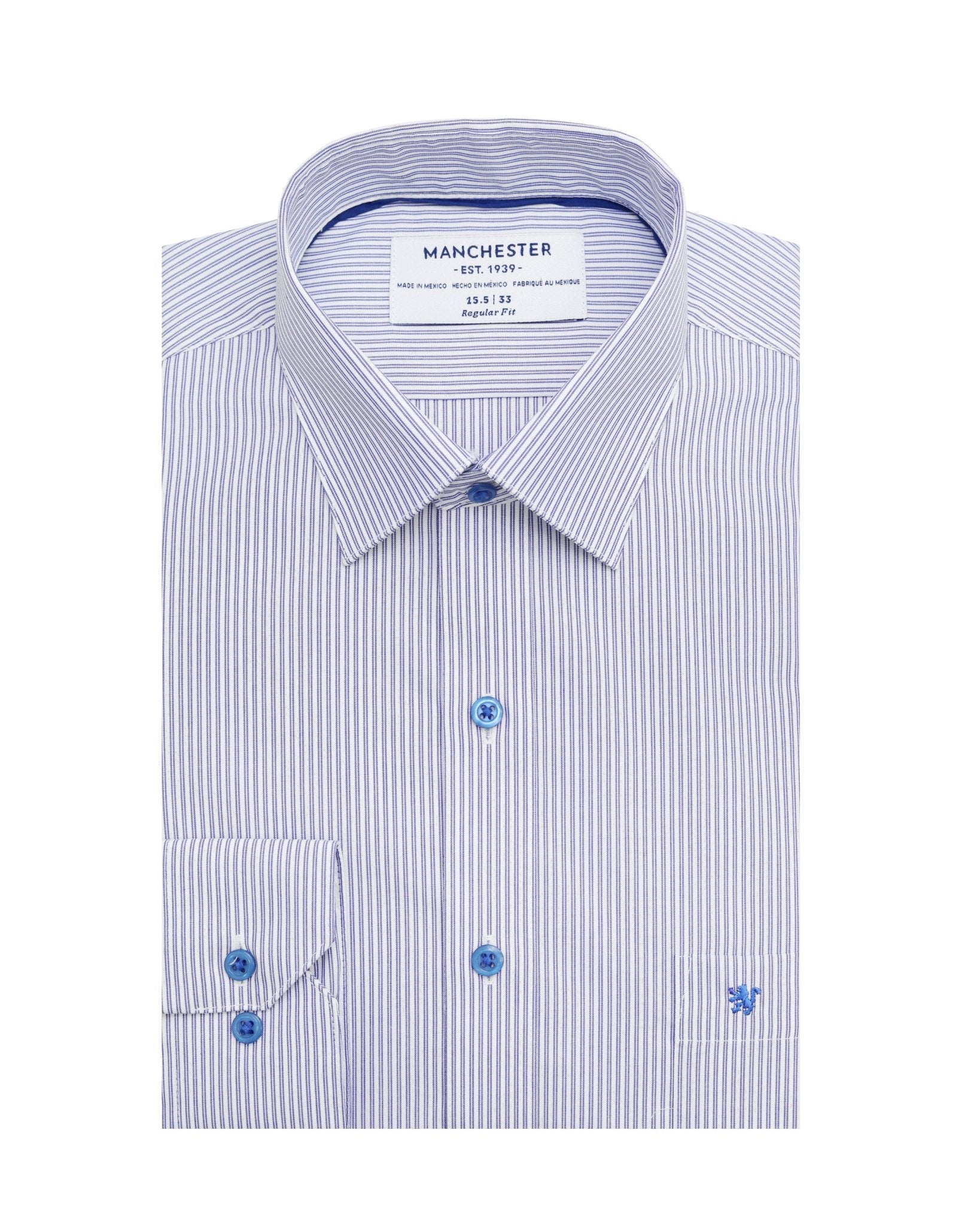 Manchester Camisa de Vestir de Rayas Finas Regular Fit - Manchester