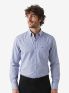 Manchester Camisa de Vestir Elite 100% Algodón Manga Larga color azul para hombre