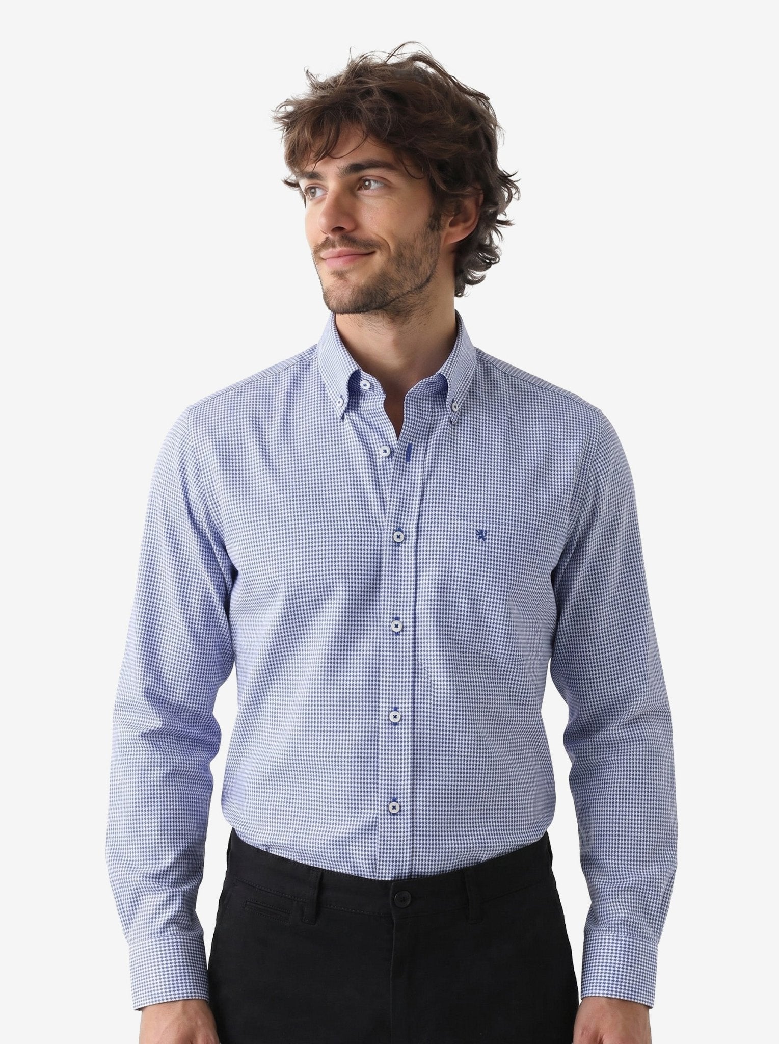 Manchester Camisa de Vestir Elite 100% Algodón Manga Larga color azul para hombre