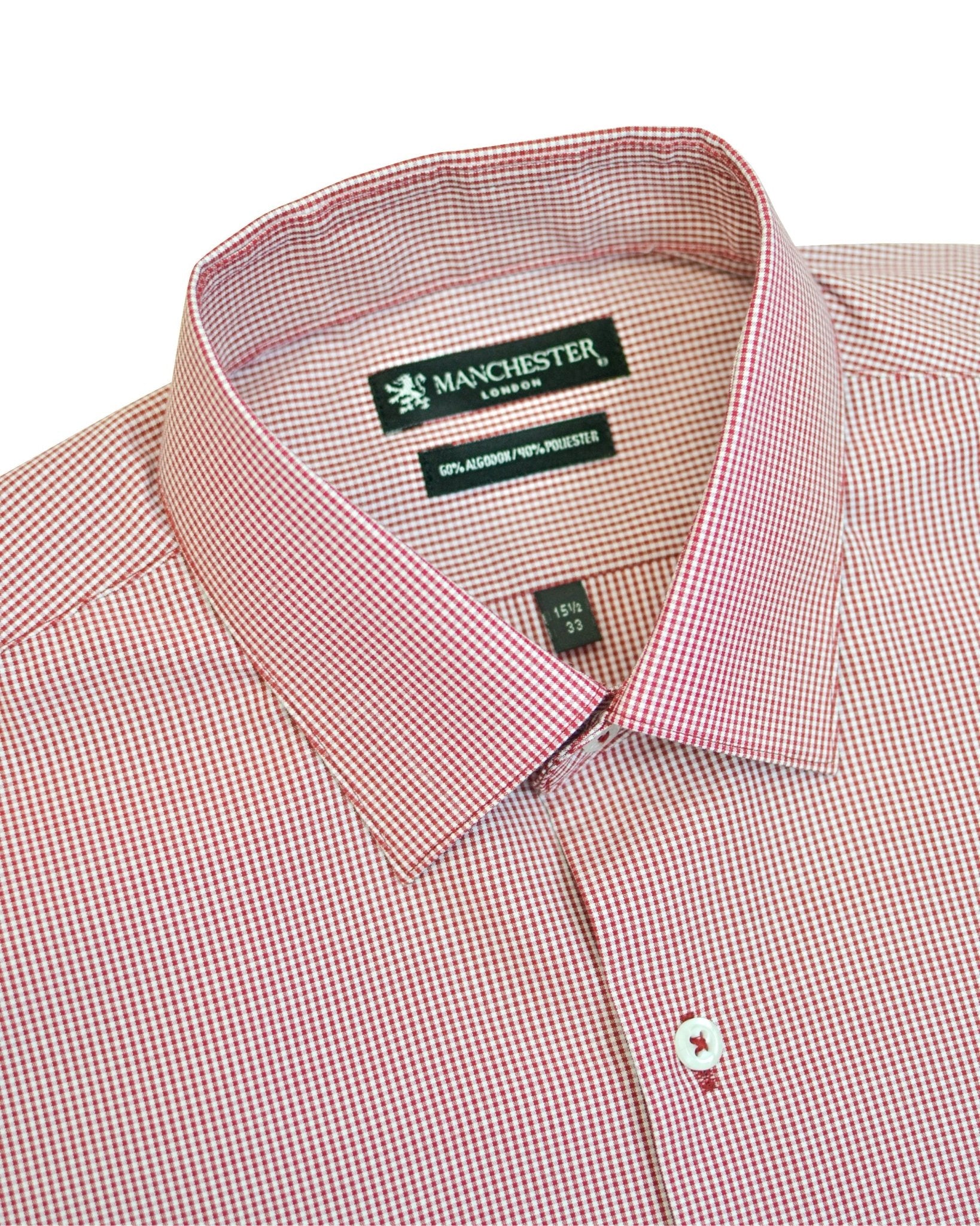 Manchester Camisa de Vestir Estampado Cuadricular en Algodón - Poliéster - Manchester