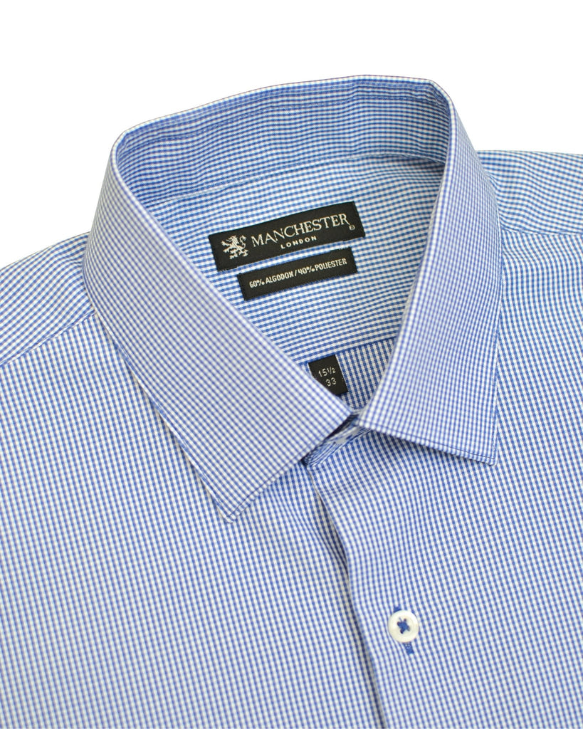 Manchester Camisa de Vestir Estampado Cuadricular en Algodón - Poliéster - Manchester