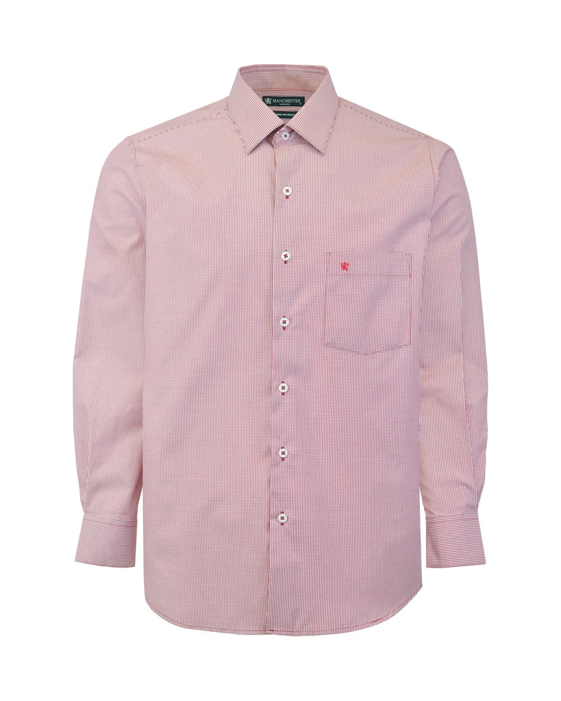 Manchester Camisa de Vestir Estampado Cuadricular en Algodón - Poliéster - Manchester