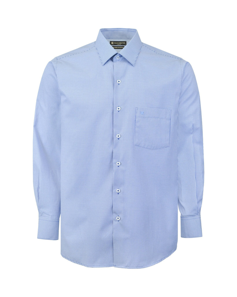 Manchester Camisa de Vestir Estampado Cuadricular en Algodón - Poliéster - Manchester