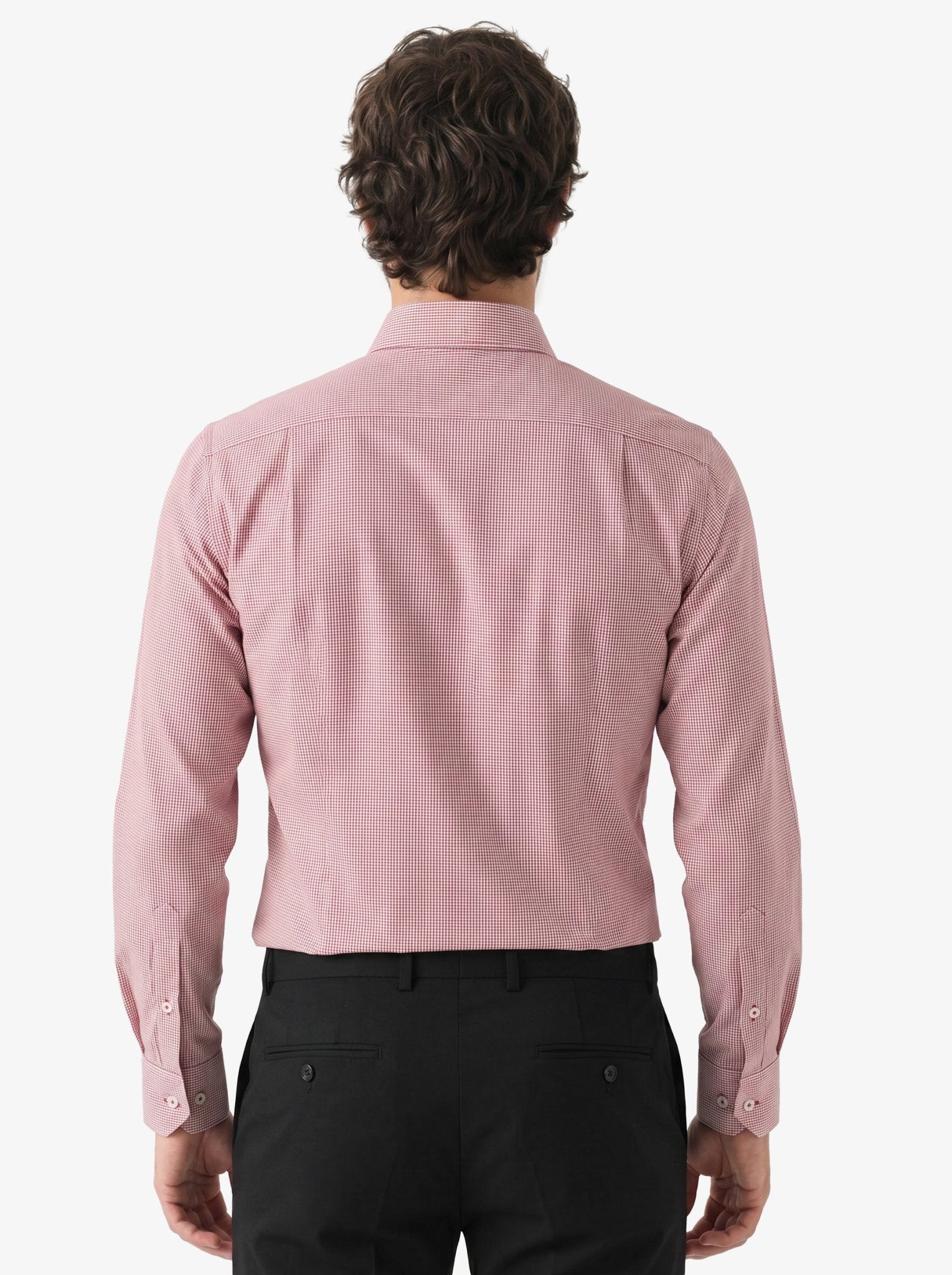 Manchester Camisa de Vestir Estampado Cuadricular en Algodón-Poliéster color rojo para hombre