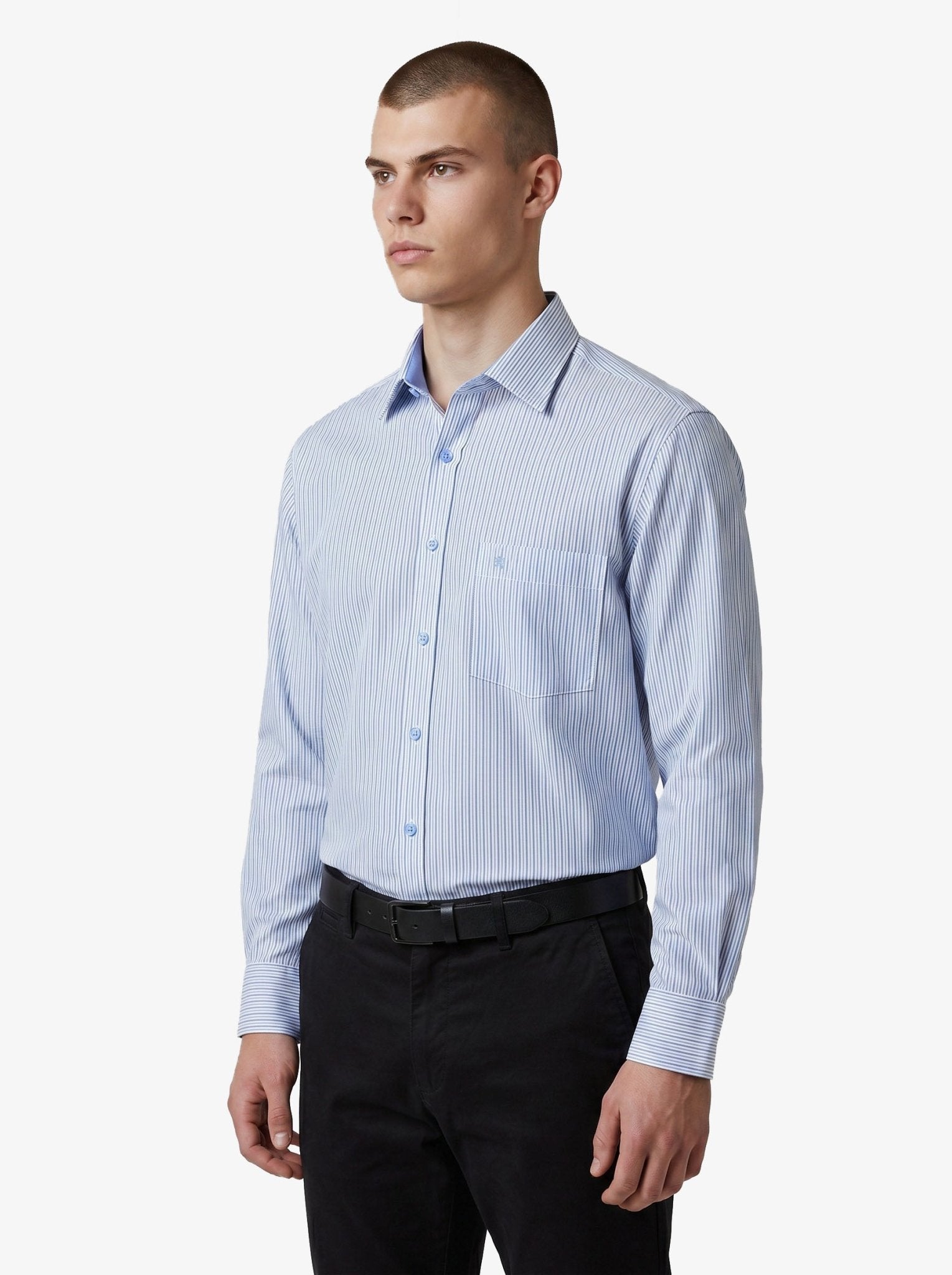 Manchester Camisa de Vestir Estampado de Líneas color azul para hombre