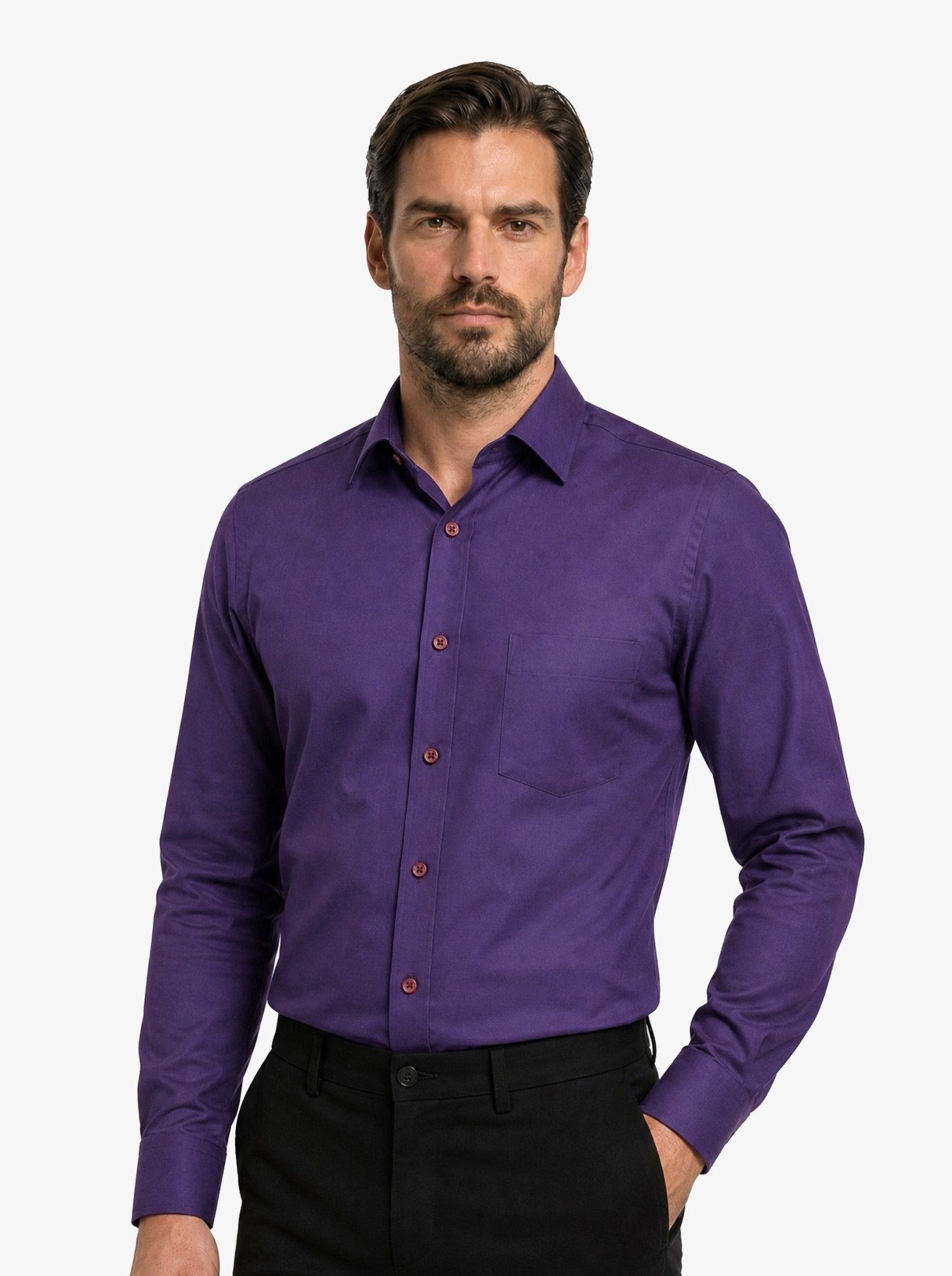 Manchester Camisa de Vestir Lisa Algodón y Poliéster color purpura para hombre