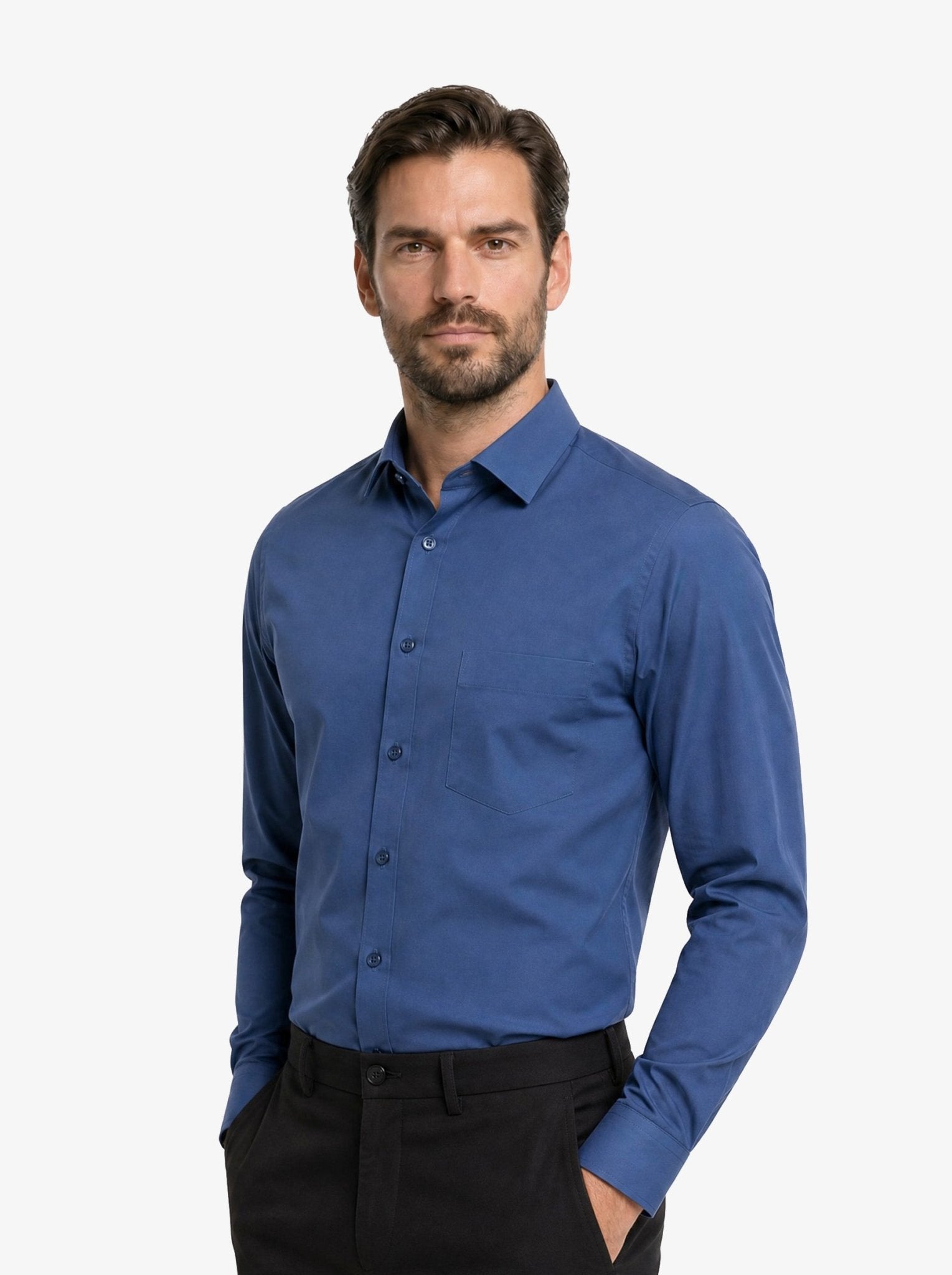 Manchester Camisa de Vestir Lisa Algodón y Poliéster color pizarra para hombre