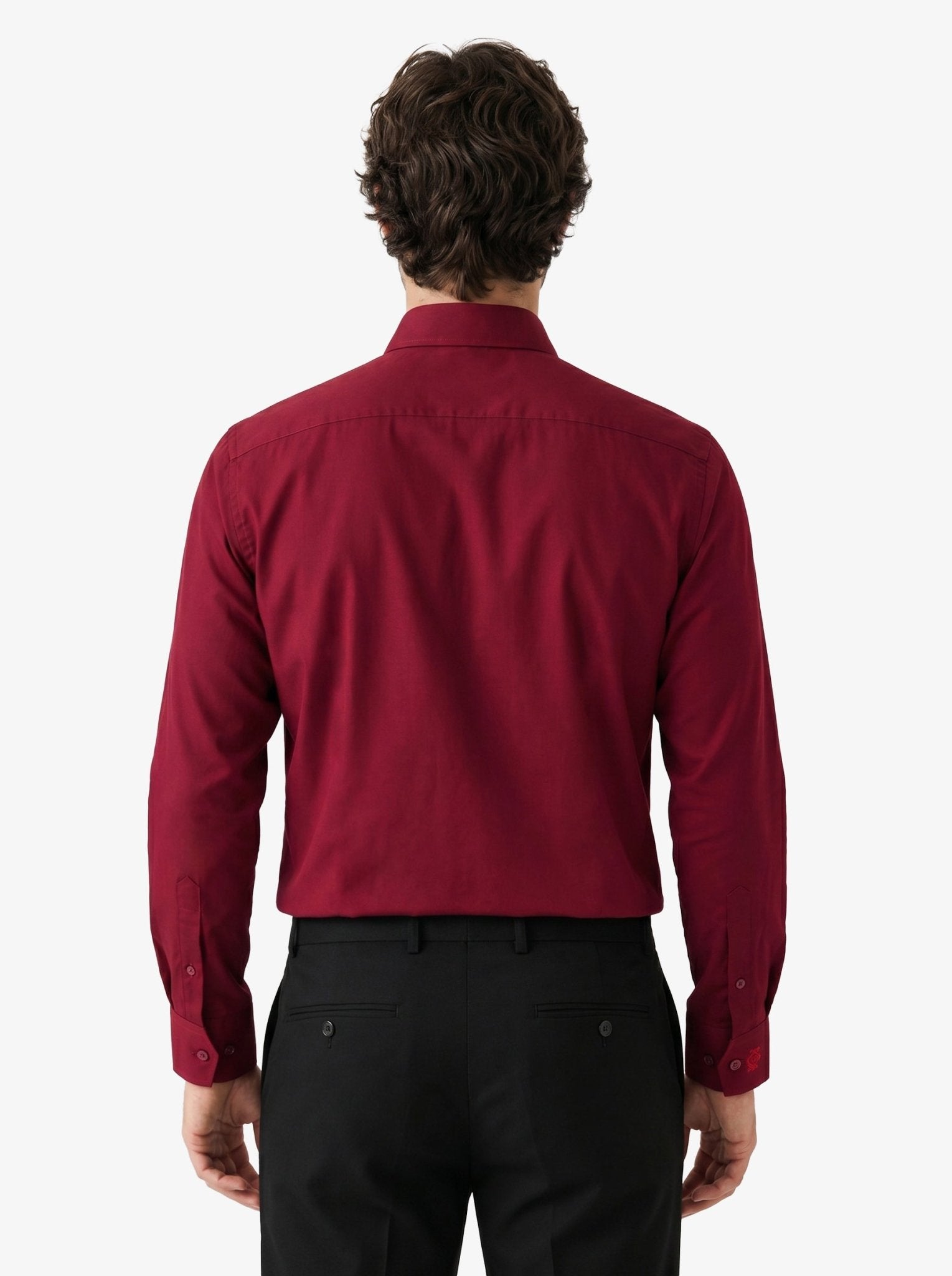 Manchester Camisa de Vestir Lisa Algodón y Poliéster color vino para hombre