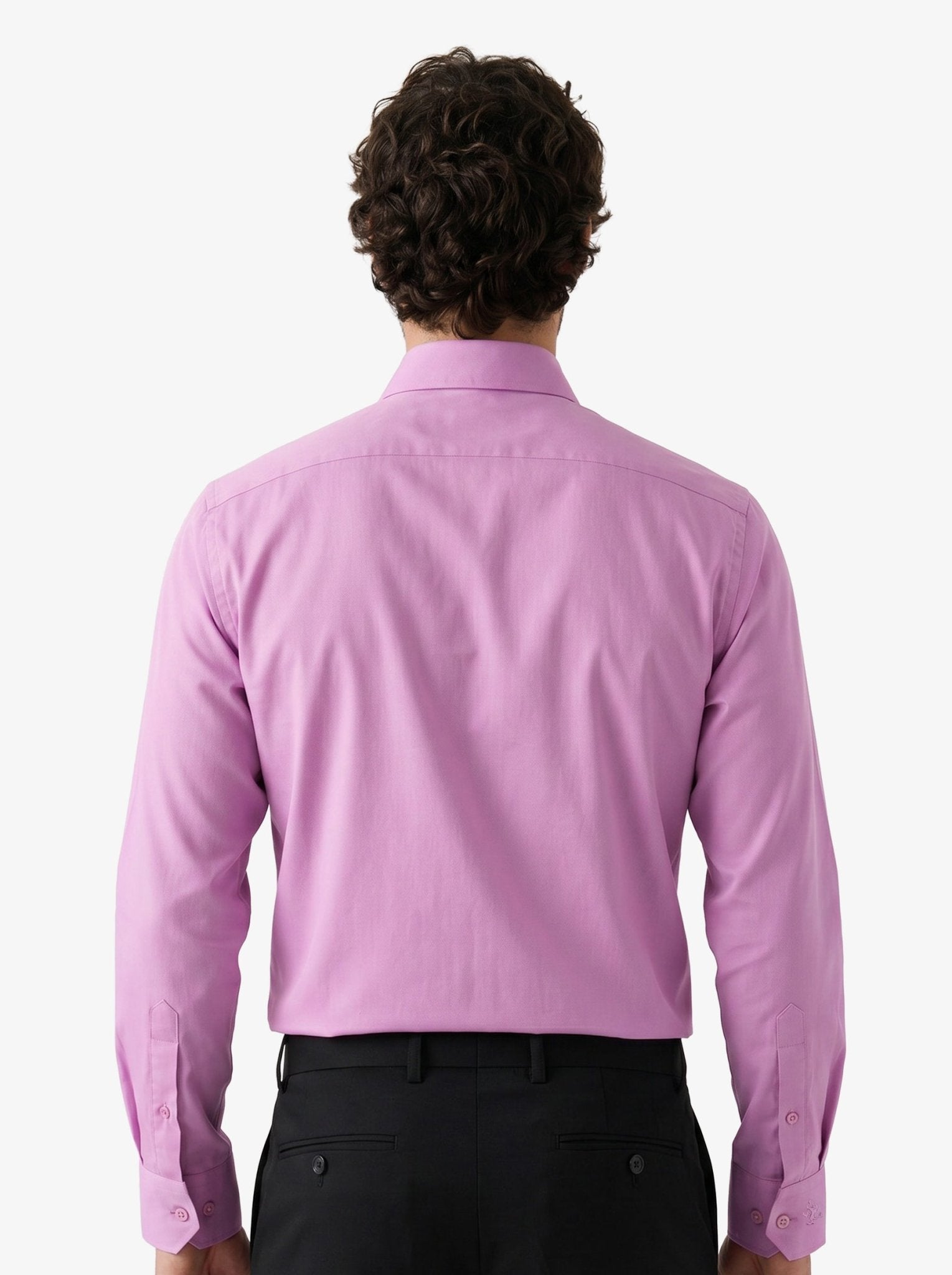 Manchester Camisa de Vestir Lisa Algodón y Poliéster Manga Larga color lavanda para hombre