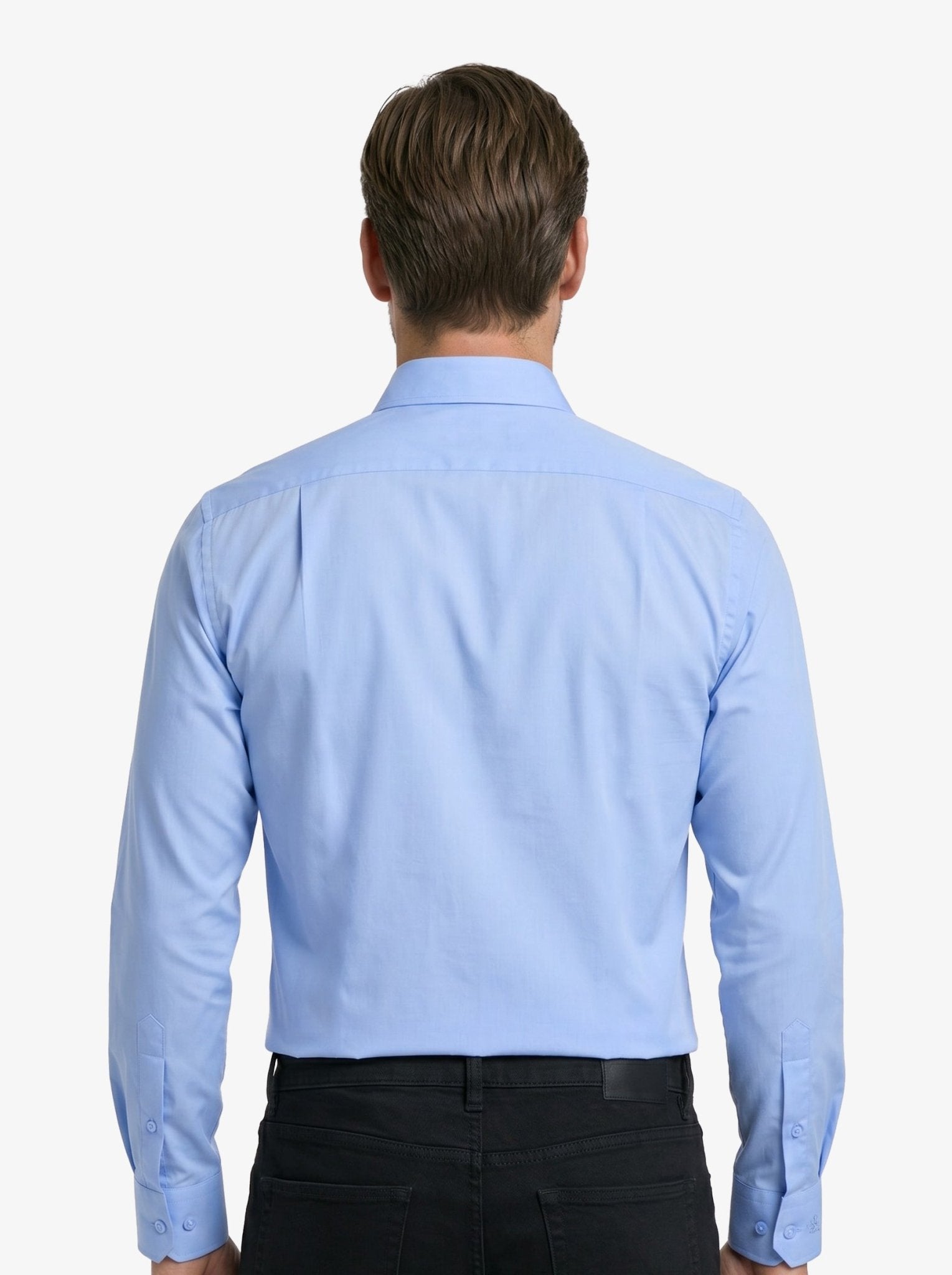 Manchester Camisa de Vestir Lisa Algodón y Poliéster Manga Larga color azul para hombre