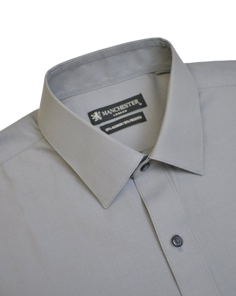 Manchester Camisa de Vestir Lisa Algodón y Poliéster Manga Larga - Manchester