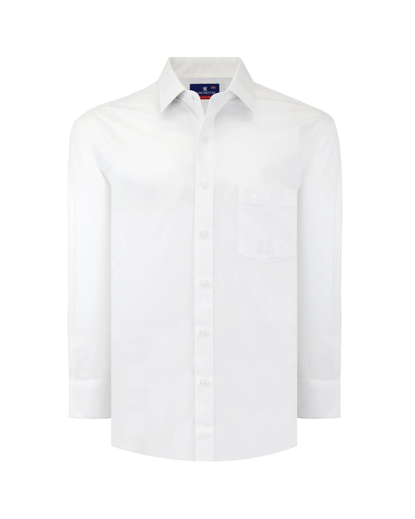 Manchester Camisa de Vestir Lisa Big and Tall Algodón y Poliéster con Cuello Ajustable - Manchester
