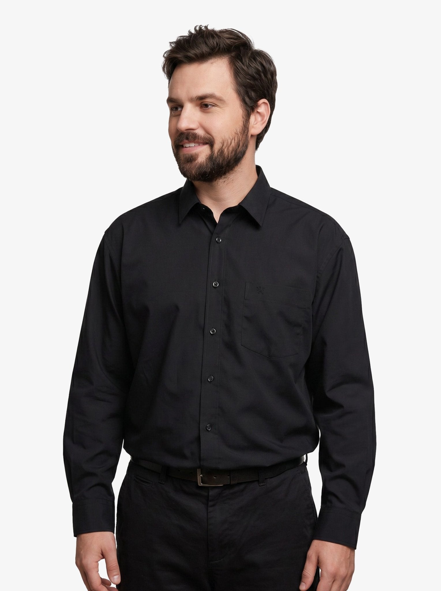 Manchester Camisa de Vestir Lisa Big and Tall Algodón y Poliéster con Cuello Ajustable - Manchester
