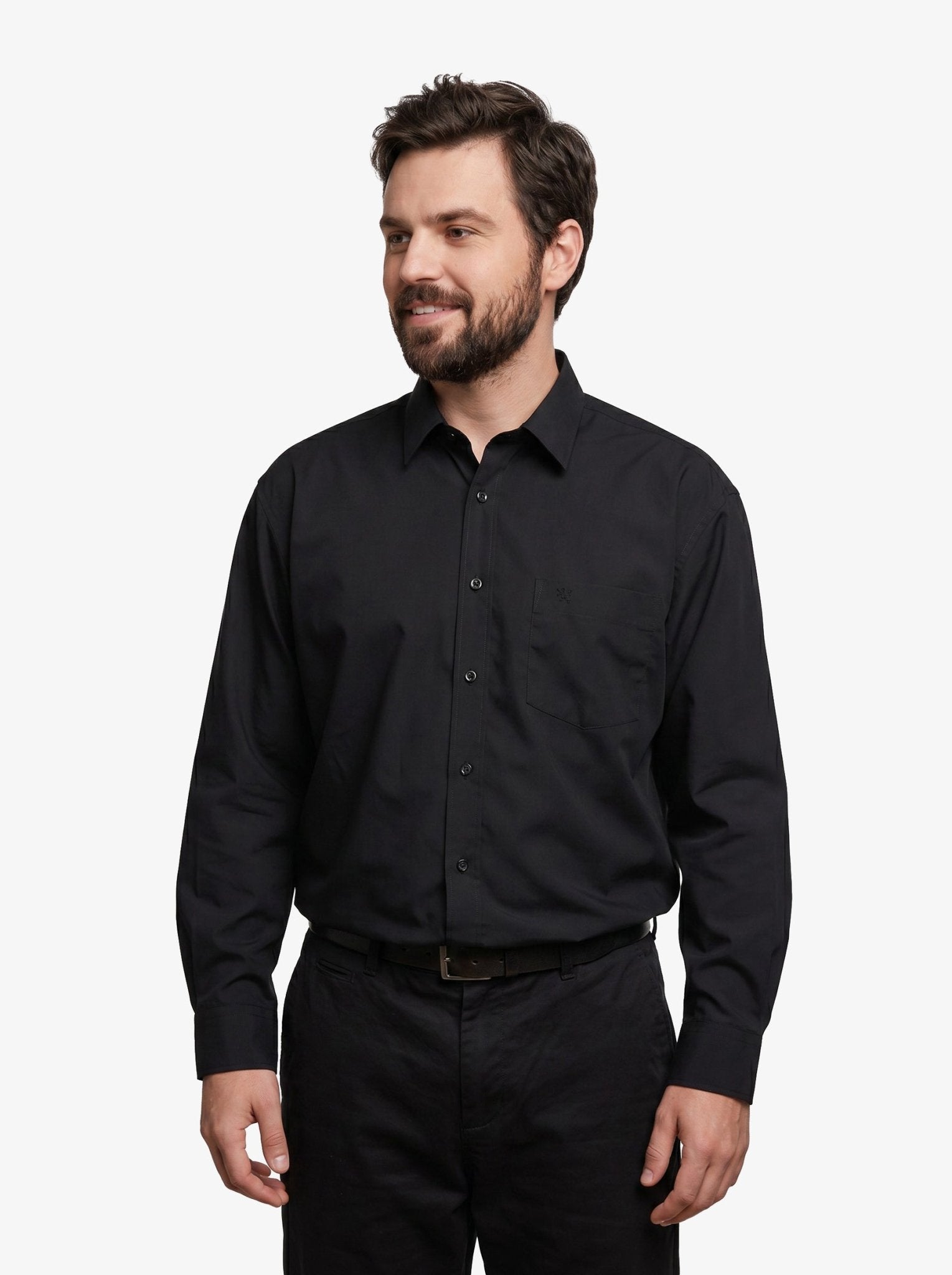 Manchester Camisa de Vestir Lisa Big and Tall Algodón y Poliéster con Cuello Ajustable - Manchester
