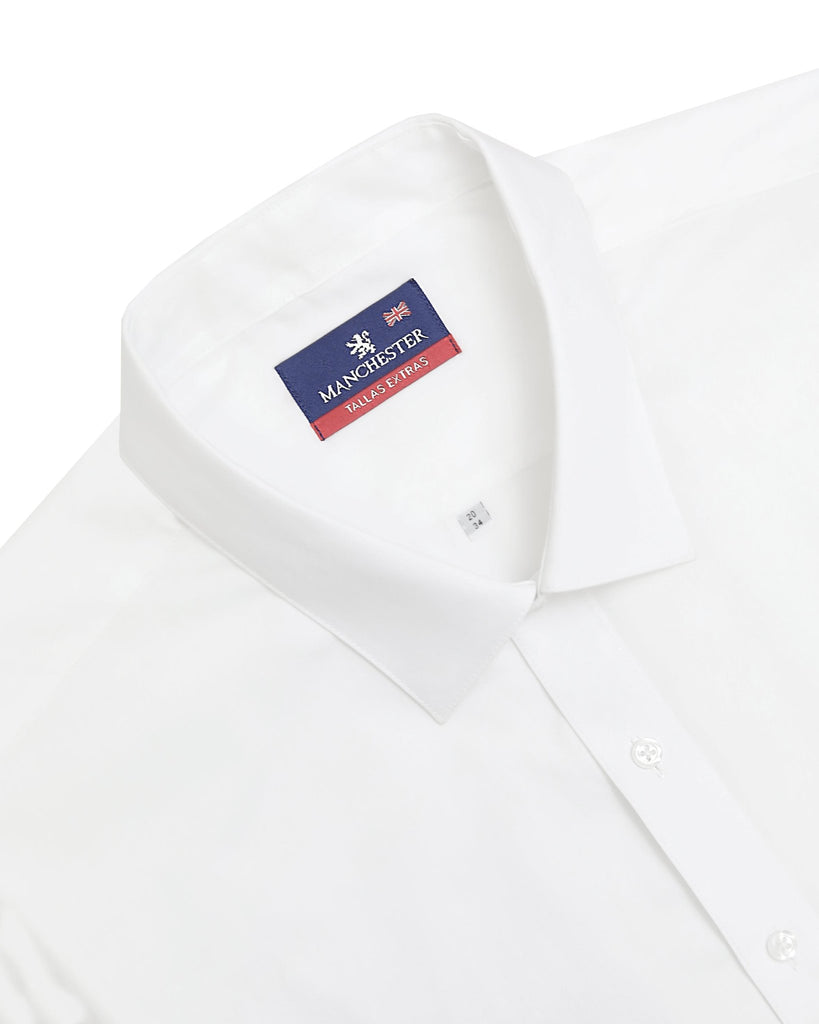 Manchester Camisa de Vestir Lisa Big and Tall Algodón y Poliéster con Cuello Ajustable - Manchester