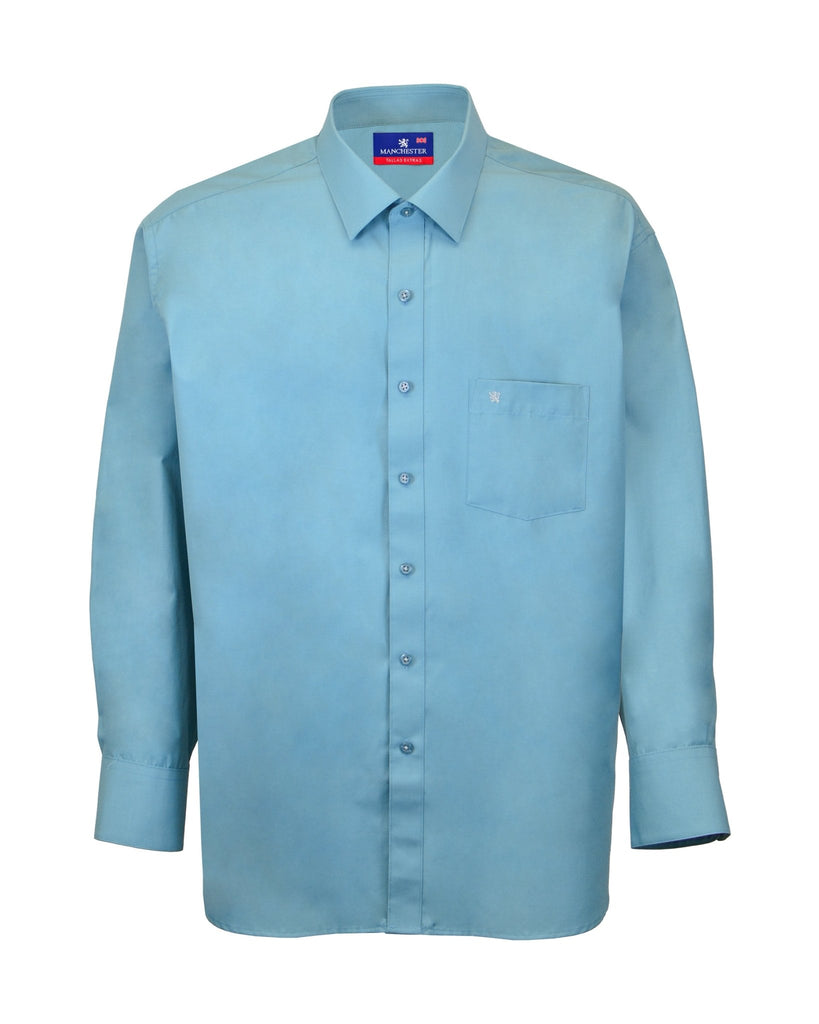 Manchester Camisa de Vestir Lisa Big and Tall Algodón y Poliéster Manga Larga - Manchester