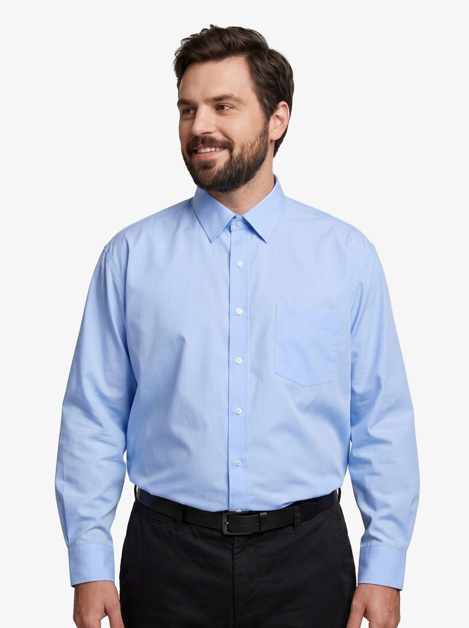 Manchester Camisa de Vestir Lisa Big and Tall - Manga Larga - Manchester