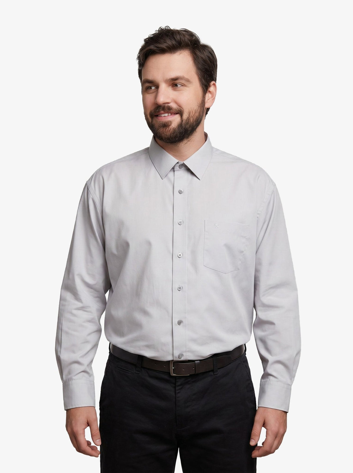Manchester Camisa de Vestir Lisa Big and Tall - Manga Larga - Manchester