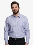 Manchester Camisa de Vestir Lisa Big and Tall - Manga Larga color lila para hombre