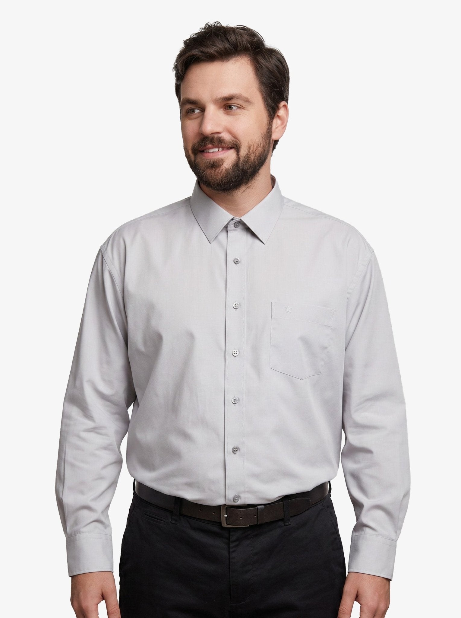 Manchester Camisa de Vestir Lisa Big and Tall - Manga Larga color lila para hombre