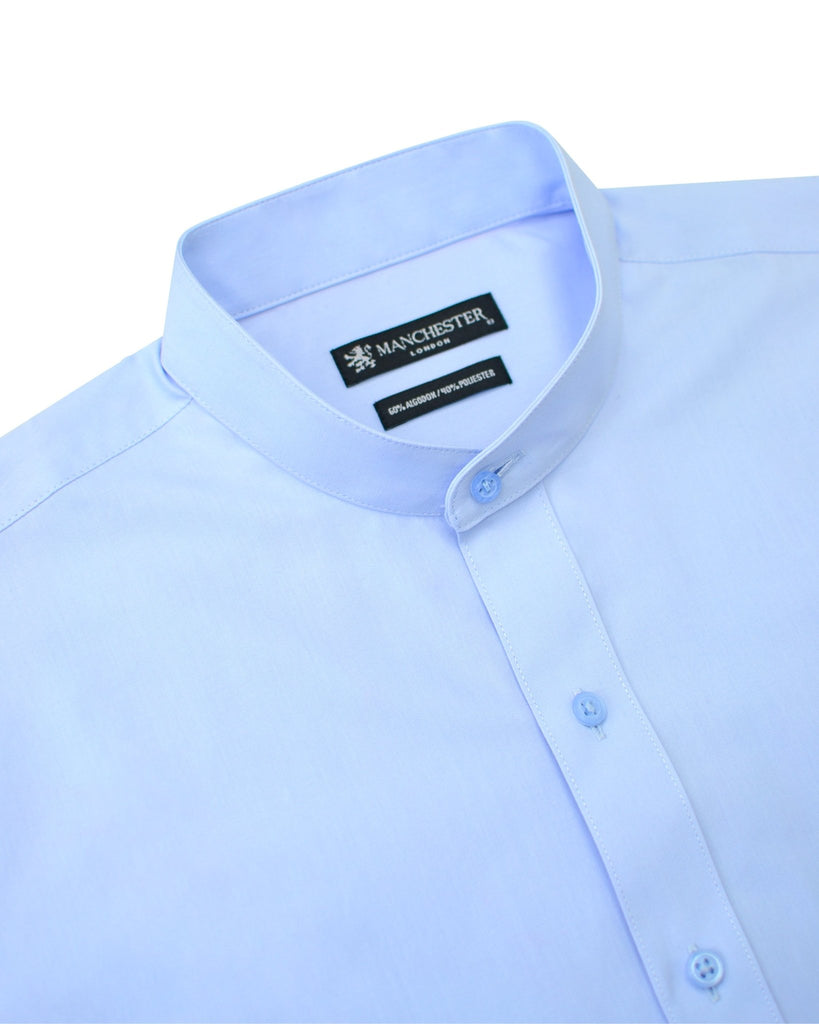 Manchester Camisa de Vestir Lisa con Un Bolsillo y Cuello Mao - Manchester