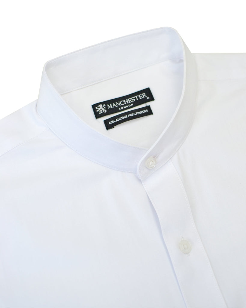 Manchester Camisa de Vestir Lisa con Un Bolsillo y Cuello Mao - Manchester