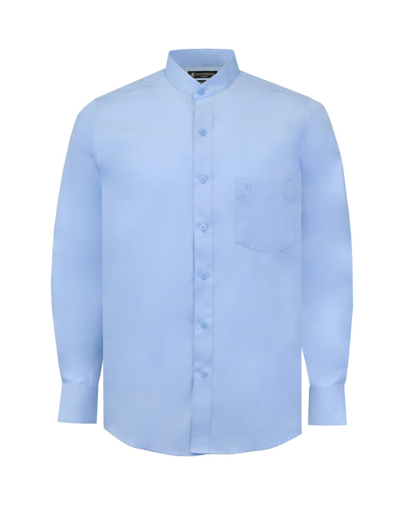 Manchester Camisa de Vestir Lisa con Un Bolsillo y Cuello Mao - Manchester