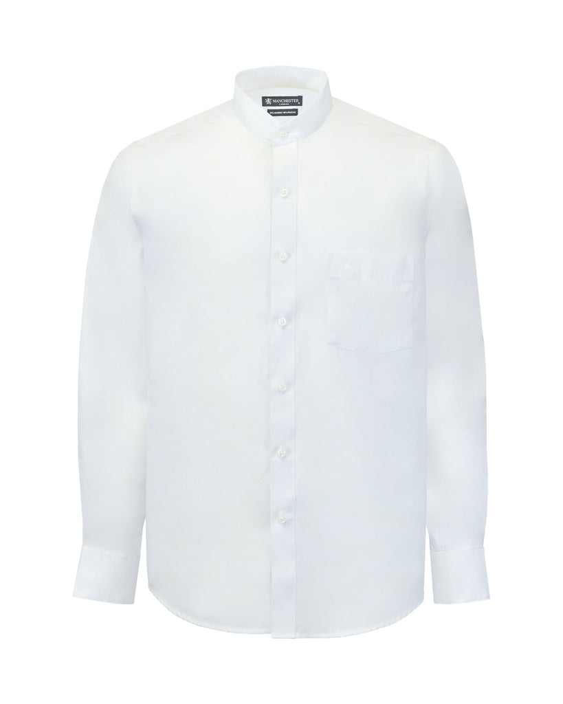 Manchester Camisa de Vestir Lisa con Un Bolsillo y Cuello Mao - Manchester