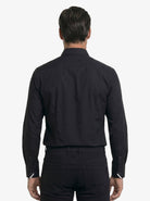 Manchester Camisa de Vestir Lisa Corte Slim Fit Cuello Roma color negro para hombre
